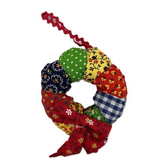 Lot of 4 Vintage Quilted Fabric Patchwork Christmas Tree Ornaments Handmade - Picture 4 of 12